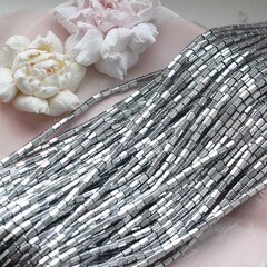 Гематин гематит, шестиугольные бусины, 6*4 мм, серебро 1 нить, ГМ022