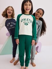 Пижама для девочки Next Q96-928, 3 шт., Зеленый, Серый