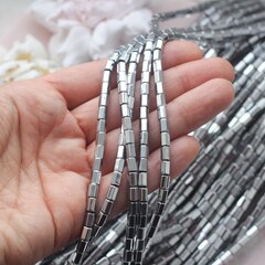 Гематин гематит, шестиугольные бусины, 6*4 мм, серебро 1 нить, ГМ022