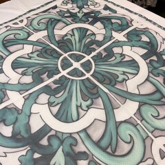 Платок шёлковый принт майолика DG зелёный 83*83 арт.П05