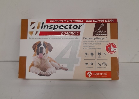 Капли на холку Inspector Quadro для собак 40-60 кг, 3 шт