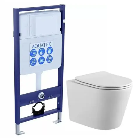 Aquatek SET Aquatek ВЕГА T SET Aquatek ВЕГА T (рама Aquatek Standard INS-0000012 (без клавиши и крепежа)+Унитаз-компакт подвесной AQ1904T-00 TORNADO