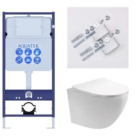 Aquatek SET Aquatek ЕВРОПА T-KKI2 SET Aquatek ЕВРОПА T-KKI2 (рама Aquatek Standard INS-0000012(без клавиши)+крепеж KKI-0000002+унитаз ЕВРОПА AQ1900T-00 с тонким сиденьем soft-close