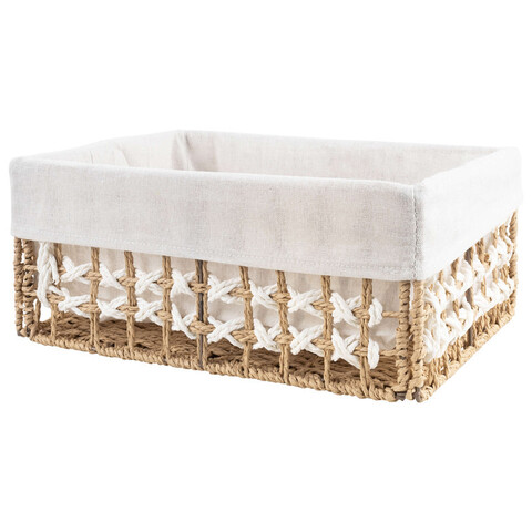 Корзина плетёная Lofsen, 38х28х16 см, натуральный бежевый/белый, полипропилен