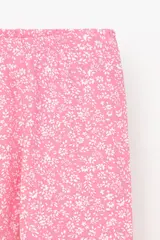 брюки  для девочки  КР 4074-1/неоновый розовый,цветочки к555