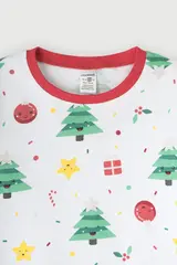 пижама  для девочки  К 1552/веселые елочки на белом