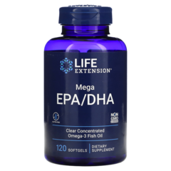Life Extension Mega EPA/DHA 120 softgels , Омега 3 ЭПК/ДГК