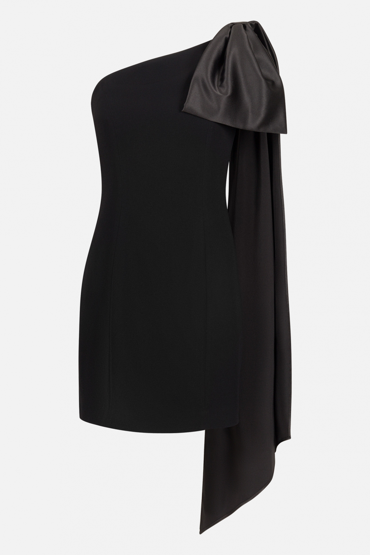 Платье на одно плечо с бантом