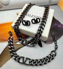 Браслет-цепь крупная VALENTINO в черном родаже