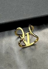 Кольцо широкое Valentino из латуни в позолоте lux