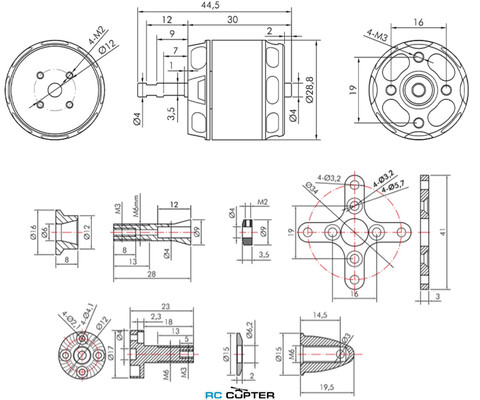 T-Motor AT2312 KV1150 длиный вал