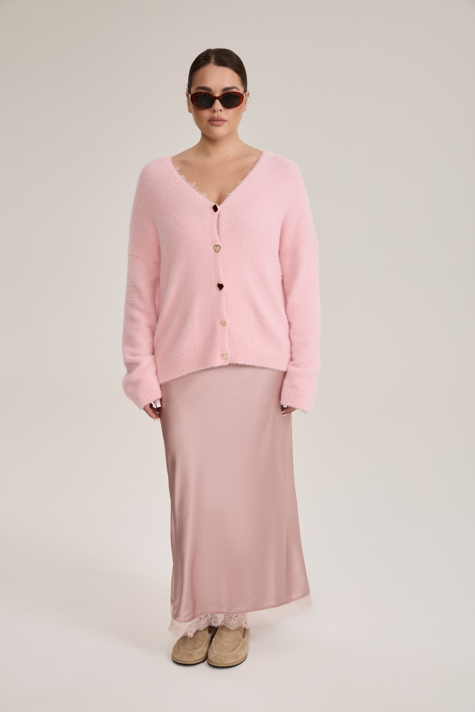 Кардиган травка, светло-розовый