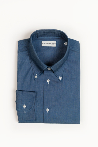 Рубашка с воротником на пуговицах из денима синяя