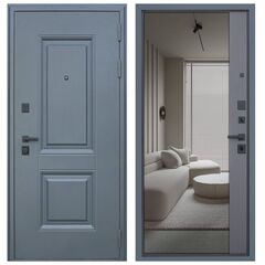 Купить Входная дверь Ювентус муар серый ПВХ графит с зеркалом