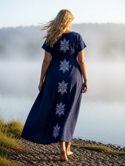 Акулина. Платье льняное женское с вышивкой на спинке PL-422618