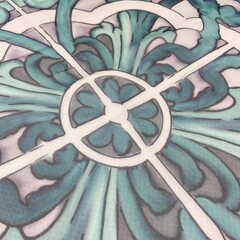 Платок шёлковый принт майолика DG зелёный 83*83 арт.П05