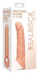Телесная насадка с кольцом Penis Extender with Rings - 21 см. - 