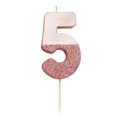 Восковая свеча цифра "5" (розовое золото)