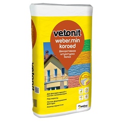 Штукатурка декоративная Вебер Ветонит (Weber Vetonit) Короед, белая, 2,0 мм, 25 кг