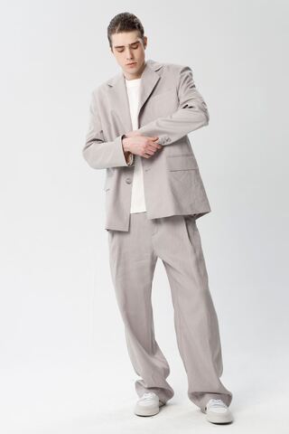 Пиджак мужской, лен светло-серый