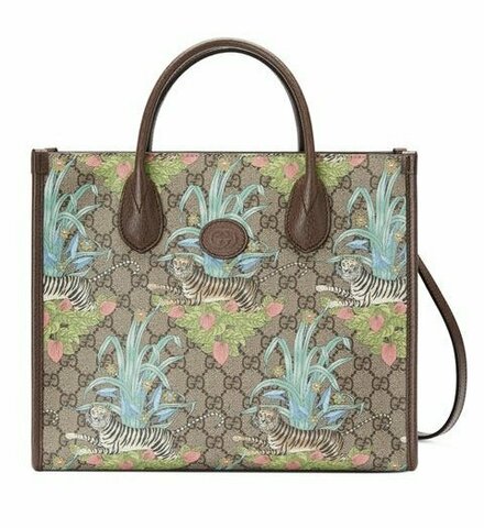 Маленькая сумка-тоут Gucci Tiger с GG