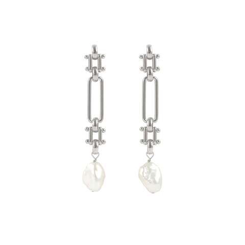 Silver Baroque GM Pearl Earrings