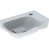 Раковина Geberit myDay: Белый / Специальное керамическое покрытие KeraTect, B=40см, H=10.5см, T=28см, Отверстие под смеситель=Правая, Перелив=Без