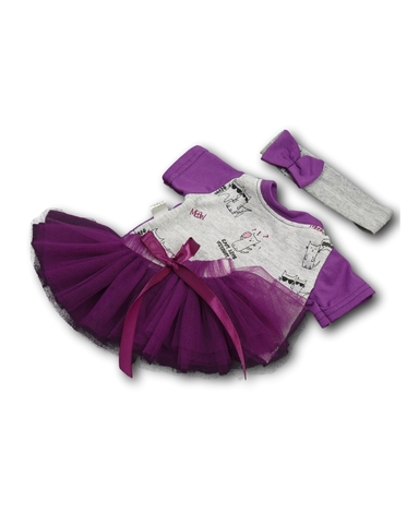 Трикотажный костюм с юбкой - Фиолетовый. Одежда для кукол, пупсов и мягких игрушек.