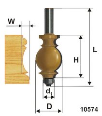 Фреза кромочная фигурная, 25,4х35 мм; хвостовик 12 мм по дереву Энкор 10574