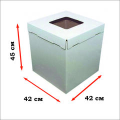 Коробка картонная усиленная гофрокартон с окном  42х42х45 см