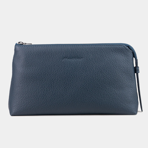 Косметичка Comete из кожи теленка, синего цвета