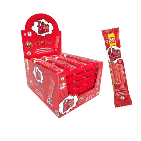 Жевательный мармелад LicoRiko кислые карандаши Клубника 1кор*8бл*24шт, 30г