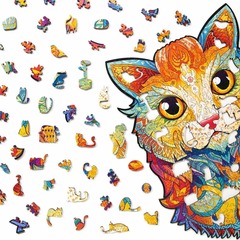 Котейка от Dazzle Puzzle - Деревянные детали пазла разной формы, картины которые вы собираете сами