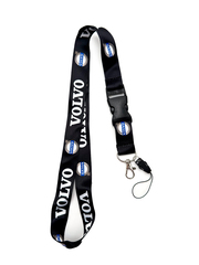 Шнурок на шею VOLVO (ВОЛЬВО). Ланъярд для ключей, бейджа, телефона. Черный цвет с белым лого.