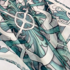 Платок шёлковый принт майолика DG зелёный 83*83 арт.П05