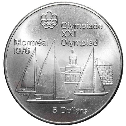 5 долларов 1973. Канада (XXI летние Олимпийские Игры, Монреаль 1976 - Парусный спорт). AU. Серебро