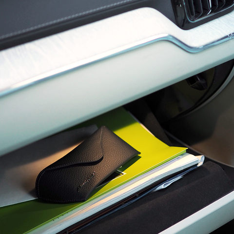 Футляр для очков Soleil из кожи теленка, цвета черный