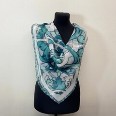 Платок шёлковый принт майолика DG зелёный 83*83 арт.П05