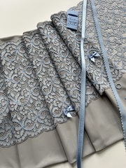 Кружево эластичное серо-голубое 22 см, Китай