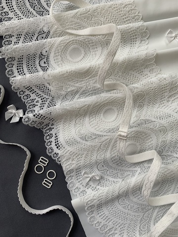 Кружево эластичное молочное 19 см, Китай