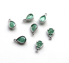 Подвеска капля 6*10 мм, зеленый полу-прозрачный, покрытие родий