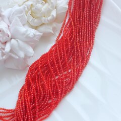 Бусины стеклянные красно-оранжевые круглые 2 мм, К124-1 (24см)