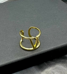 Кольцо широкое Valentino из латуни в позолоте lux