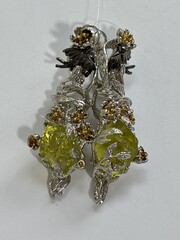 Кварц лимон (серьги из серебра)