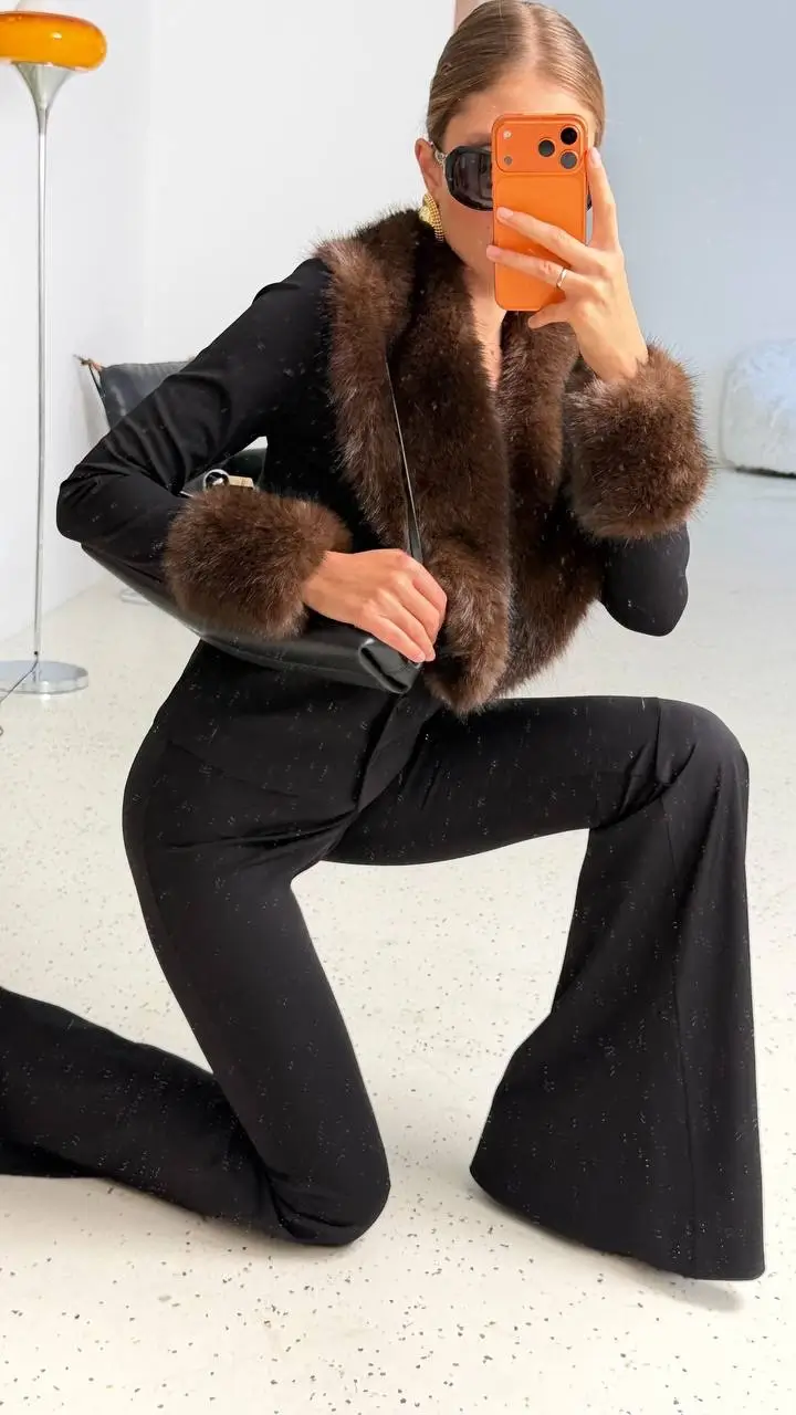 Кардиган с мехом, Черный