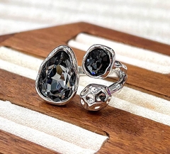 Кольцо разъемное с тремя цветными вставками в стилистике POISON DROP