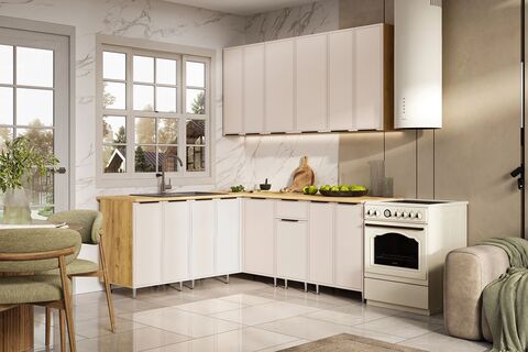 Кухня Николь 1,8х2,0/900м (490) (Кашемир, Дуб Крафт (Дуб вотан))