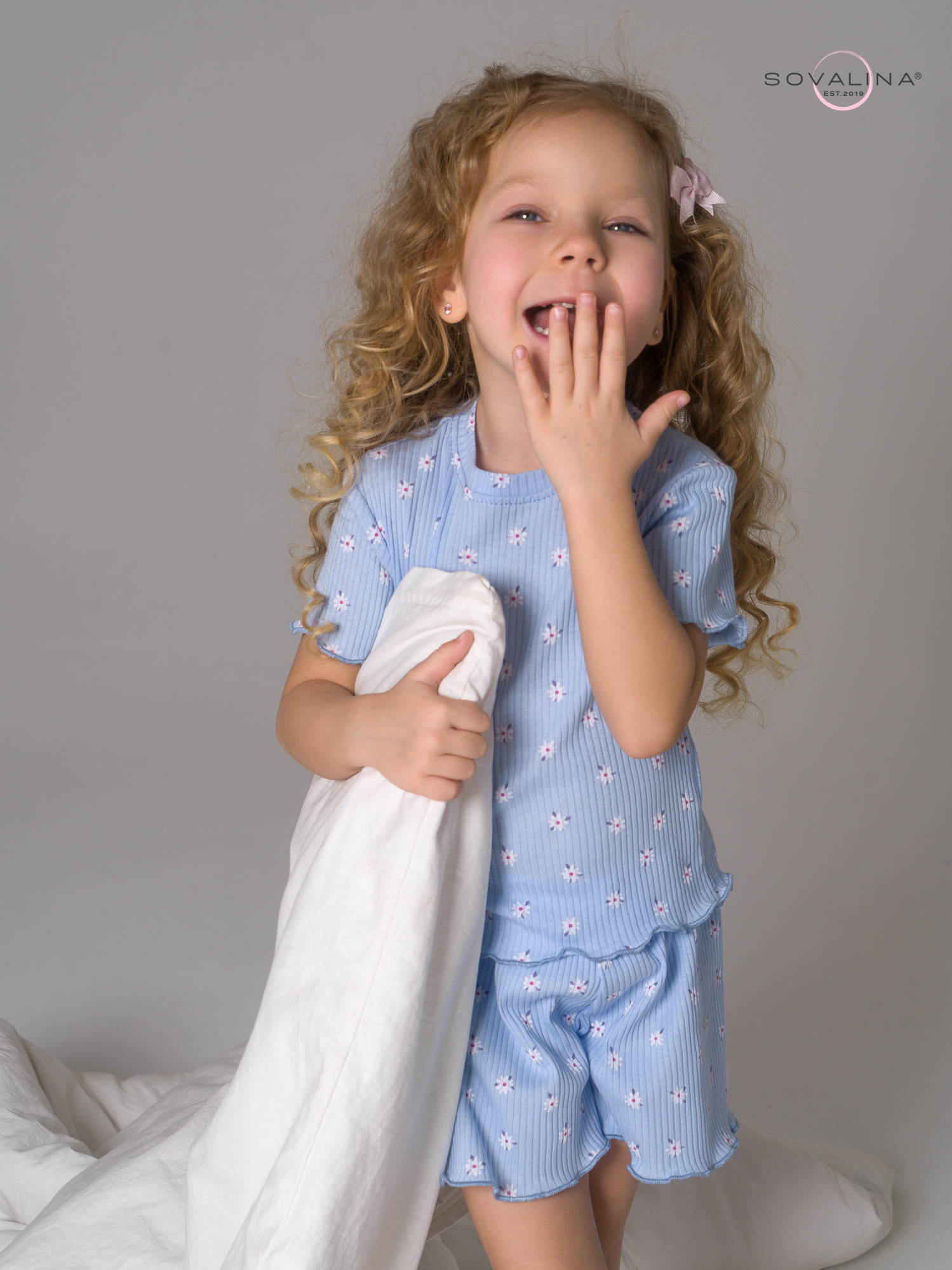 Пижама Элли ромашки на голубом