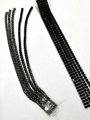 30363- Серьги длинные с подвесками из черных цирконов