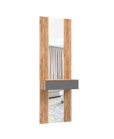 Марвэл Тумба с зеркалом (Браш Графит, Дуб Крафт)